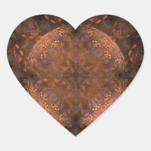 Golden Copper Shimmer Heart Stickers