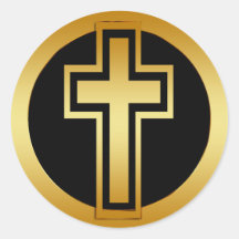 GOLDEN CROSS ROUND STICKERS