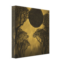 Golden Dark Forest Eclipse Canvas Print