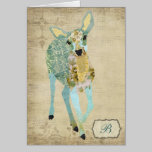 Golden Dearest Deer  Monogram Notecard cards