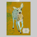 Golden Dearest Deer Monogram Notecard cards