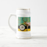 Golden Deer Initial Teal Stein Coffee Mug