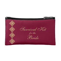Golden Diamond Damask Bridal Survival Kit Cosmetic Bag