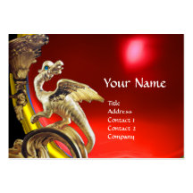 GOLDEN DRAGON RED RUBY Monogram Business Cards