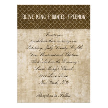 Golden Fawn White & Brown Ornate Wedding Invitatio Announcement