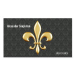 Golden Fleur De Lis on Damask Business Card Templates