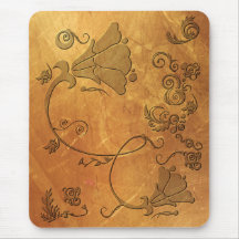 Golden Floral (black finish) Mousepad