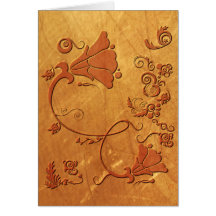 Golden Floral (red finish) Greeting Card