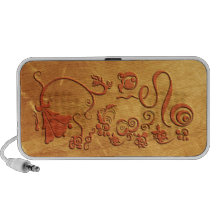 Golden Floral (red finish) Laptop Speakers