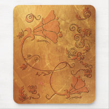 Golden Floral (red finish) Mouse Pad