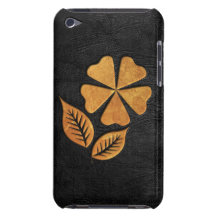 Golden Flower on Black Leather Case-Mate iPod Touch Case