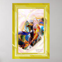 Golden Framed Koi Fish Stylish Wall Art Poster