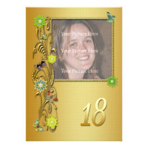 Golden Garden 18th Birthday party invitation
