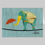 Golden Graceful Elephant Personalized Notecard cards