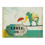 Golden Graceful Elephant Table Card Postcard