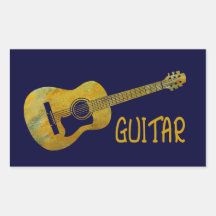 Golden Guitar Rectangular Stickers