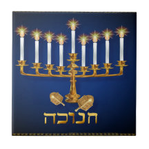 Golden Hanukkah Tiles & Trivets