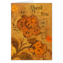Golden Inlay Flowers Thank You  Card