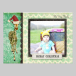 Golden Jade Giraffe Christmas Photo Card invitations