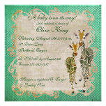 Golden Jade Giraffes Baby Shower Invitation