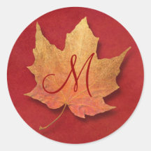 Golden Leaf Customisable Monogram Stickers
