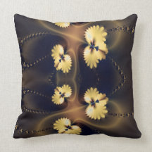 Golden Leaf Fractal Throw Pillow