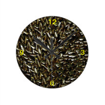 Golden Leaf Round Clocks