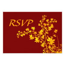 Golden Leaves RSVP Card Invite
