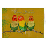 Golden Love Birds  Birthday  Card