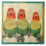 Golden Love Birds Tile tiles