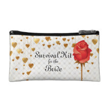 Golden Love Hearts and Rose Brides Survival Kit Makeup Bags
