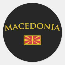 Golden Macedonia Round Stickers