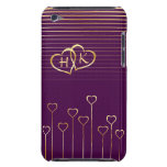 Golden Monogram Hearts Valentine Barely There iPod Covers