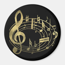Golden musical notes in oval shape magnets