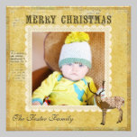 Golden Ornate Buck Christmas Photo Card invitations