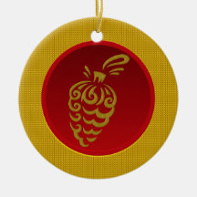 Golden Pine Cone Christmas Ornament