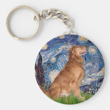 Golden Retriever 3 - Starry Night Keychain