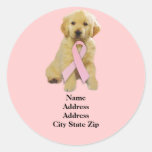 Golden Retriever Breast Cancer Address Label Round Sticker