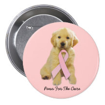 Golden Retriever Breast Cancer Button