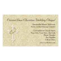 Golden Rings with Cross, Elegant Christian Love Business Card