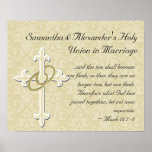 Golden Rings with Cross, Elegant Christian Love Print