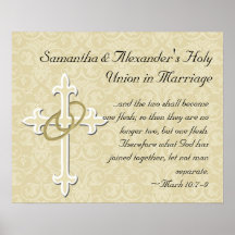 Golden Rings with Cross, Elegant Christian Love Print