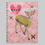 Golden Rose Deer Floral Notebook notebooks