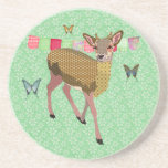 Golden Rose Deer Green Coaster coasters