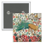 Golden Rose Deer & Peacock Floral Button buttons