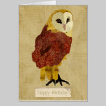 Golden Ruby Owl Birthday  Card cards