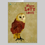 Golden Ruby Owl Love Card cards