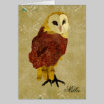 Golden Ruby Owl Personalised Notecard cards