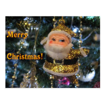 Golden Santa Merry Christmas Postcard