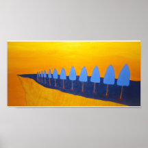 Golden Sky, Flat Trees Print
